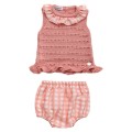 Juliana - Conjunto bebé braga de punto cuadritos Rosa Empolvado