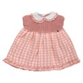 Juliana - Vestido bebé cuerpo de punto cuadritos Rosa Empolvado