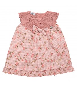 Juliana - Vestido bebé cuerpo de punto redondo Rosa Empolvado