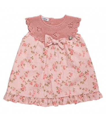 Juliana - Vestido bebé cuerpo de punto redondo Rosa Empolvado