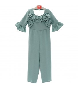 Del Sur - Mono infantil niña "Familia Madeira" Verde Empolvado
