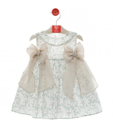 Del Sur - Vestido niña "Familia Bali" Verde Empolvado