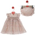 Del Sur - Vestido bebé con braguita "Familia Maldivas" Rosa Empolvado