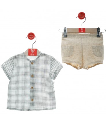Del Sur - Conjunto bebé "Familia Bali" Verde Empolvado