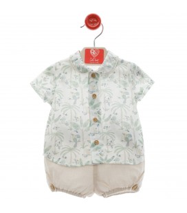 Del Sur - Conjunto bebé "Familia Bali" Verde Empolvado