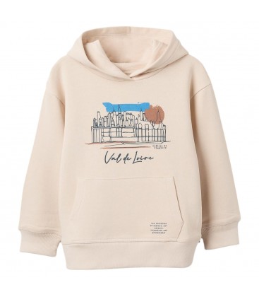 Zippy - Sudadera con capucha de felpa beige claro con letras para niño