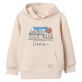 Zippy - Sudadera con capucha de felpa beige claro con letras para niño