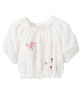 Zippy - Camisa de manga corta de gasa beige claro para niña