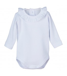Calamaro Baby - Body bebé M/L cuello puntilla blanco
