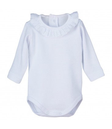 Calamaro Baby - Body bebé M/L cuello puntilla blanco