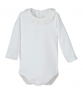 Calamaro Baby - Body bebé M/L cuello puntilla crudo