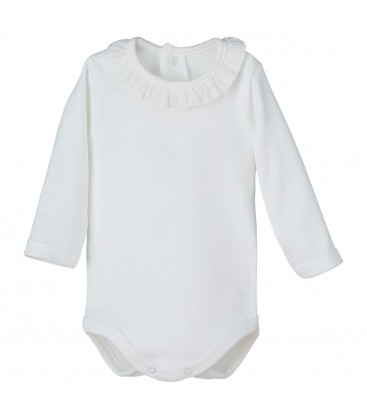 Calamaro Baby - Body bebé M/L cuello puntilla crudo