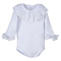 Calamaro Baby - Body Bebé Puntilla Cuello y Mangas Blanco