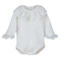 Calamaro Baby - Body Bebé Puntilla Cuello y Mangas Crudo