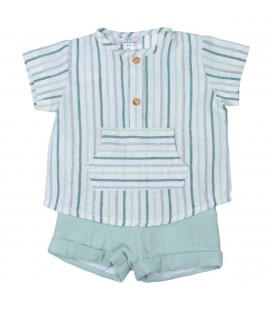Popys - Conjunto bebé rayas verdes