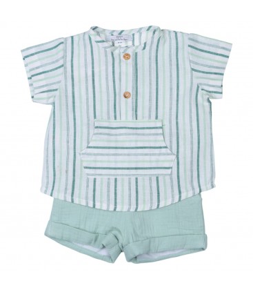 Popys - Conjunto bebé rayas verdes