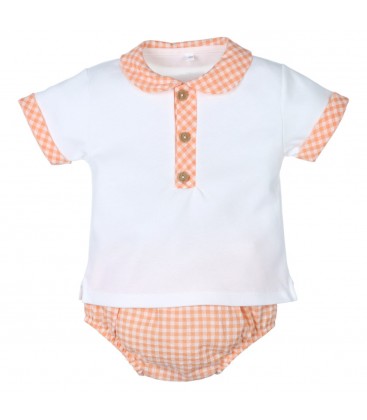 Popys - Conjunto Bebé Cuadros Naranjas