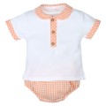 Popys - Conjunto Bebé Cuadros Naranjas