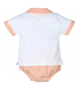 Popys - Conjunto Bebé Cuadros Naranjas