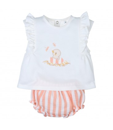 Popys - Conjunto Bebé Niña Rayas Naranjas