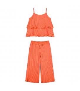 Energiers - Conjunto Plisado Naranja Para Niña
