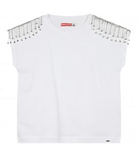 Energiers - Camiseta Blanca con Flecos Para Niña
