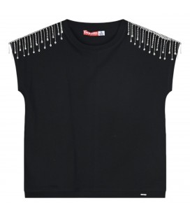 Energiers - Camiseta Negra con Flecos Para Niña