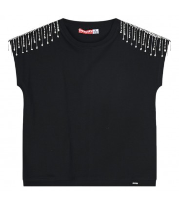 Energiers - Camiseta Negra con Flecos Para Niña