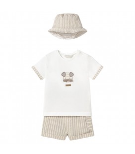 Mayoral Newborn - Conjunto Bebé pantalon camiseta gorro color Raiz