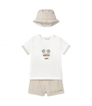 Mayoral Newborn - Conjunto Bebé pantalon camiseta gorro color Raiz