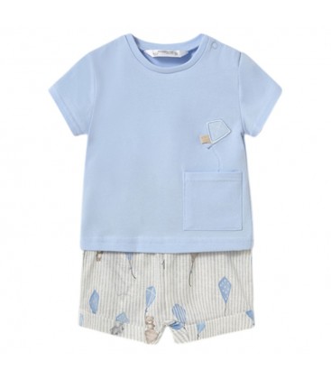 Mayoral Newborn - Conjunto Bebé pantalon corto camiseta color Cielo