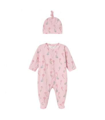 Mayoral Newborn - Pelele largo con gorro para bebé color Rosa baby