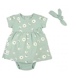 Babybol - Vestido verde con margaritas