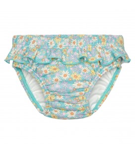 Waterlemon - Bañador Pañal Floral Turquesa Con Volante