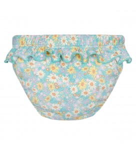 Waterlemon - Bañador Pañal Floral Turquesa Con Volante
