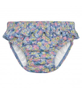 Waterlemon - Bañador Pañal Floral Azul Con Volante