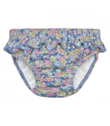 Waterlemon - Bañador Pañal Floral Azul Con Volante
