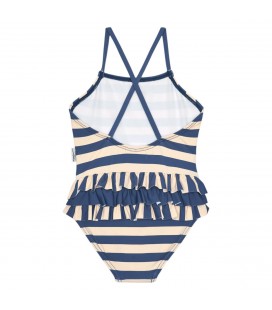 Waterlemon - Bañador Niña Rayas Azul Y Beige Con Volantes