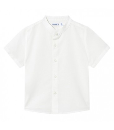 Mayoral - Camisa Manga Corta Cuello Mao Lino Blanco Para Bebé Niño