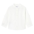 Mayoral - Camisa Manga Larga Lino Cuello Mao Blanco Para Bebé Niño