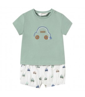 Mayoral Newborn - Conjunto Bebé pantalon corto bombacho color Jade