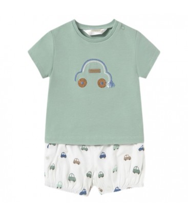 Mayoral Newborn - Conjunto Bebé pantalon corto bombacho color Jade