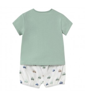 Mayoral Newborn - Conjunto Bebé pantalon corto bombacho color Jade