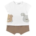 Mayoral Newborn - Conjunto Bebé pantalon corto punto color Muffin