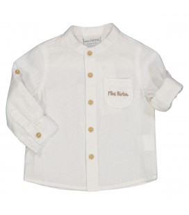 Birba - Camisa Coreana de Manga Larga en Lino Mezclado
