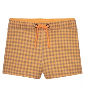 Waterlemon - Bañador Boxer Niño Cuadros Mostaza