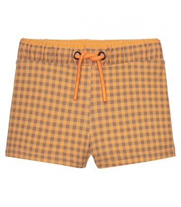 Waterlemon - Bañador Boxer Niño Cuadros Mostaza