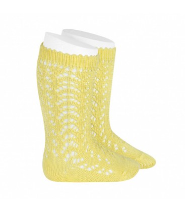 Cóndor - Calcetines altos perlé calados - Limoncello