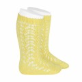 Cóndor - Calcetines altos perlé calados - Limoncello