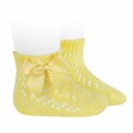 Cóndor - Calcetines cortos de Perlé calados con lazo - Limoncello